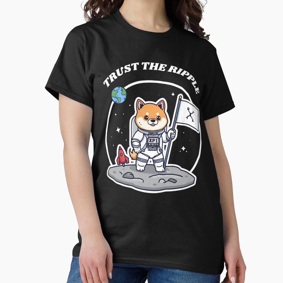 Trust the Ripple Astronaut Dog – Funny XRP Crypto Moon Meme Design by LintonGriffin T-Shirts, Hoodie, Sweatshirt (Image 2)