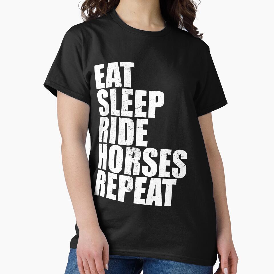 Eat Sleep Ride Horses Repeat Cute Funny Horse Riding T-Shirt Vintage Style Distressed Stressed by... (Image 2)