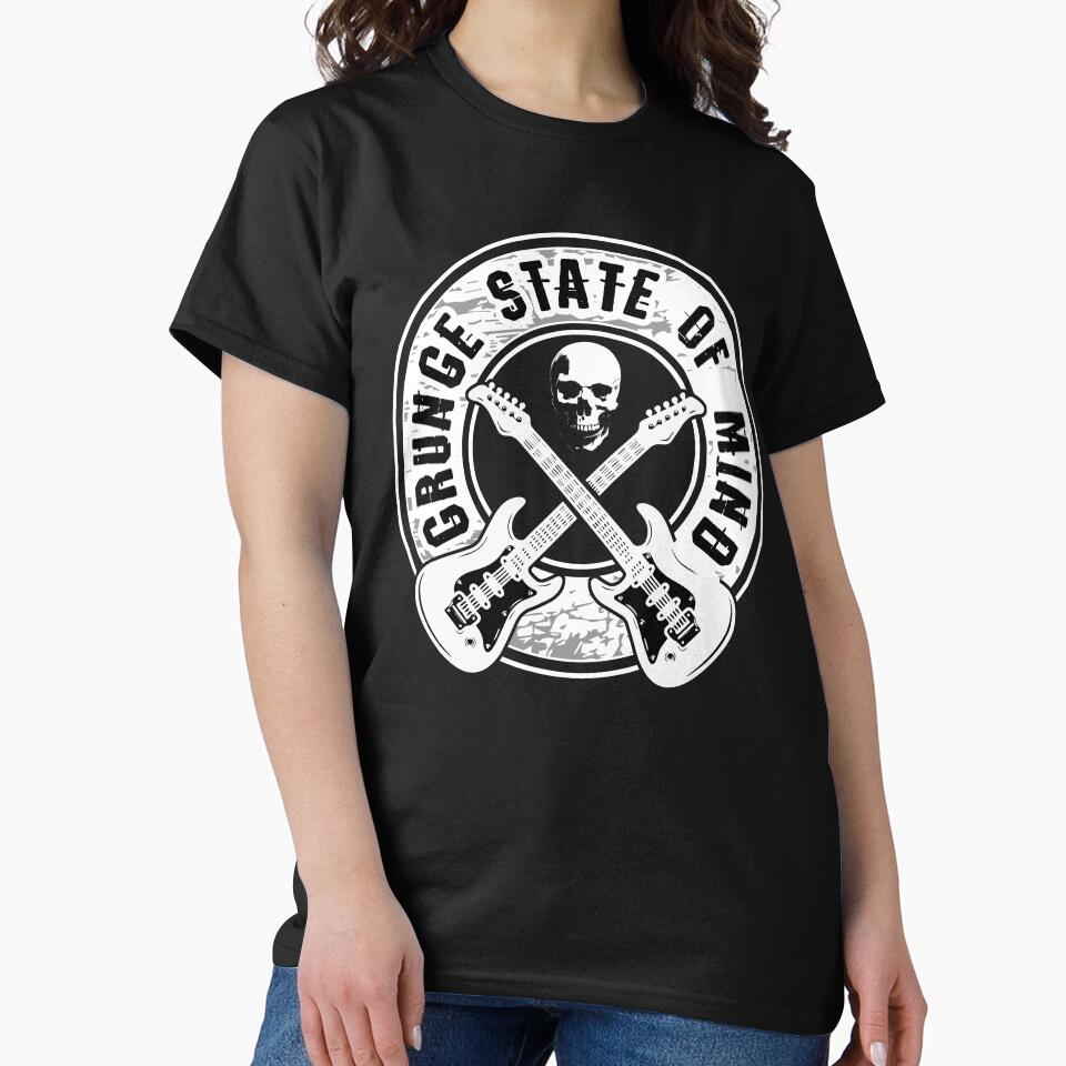 Grunge State of Mind - 90s Rock Guitar & Skull Art by Dmetalx Art Apparel T-Shirts, Hoodie, Sweatshirt (Image 2)