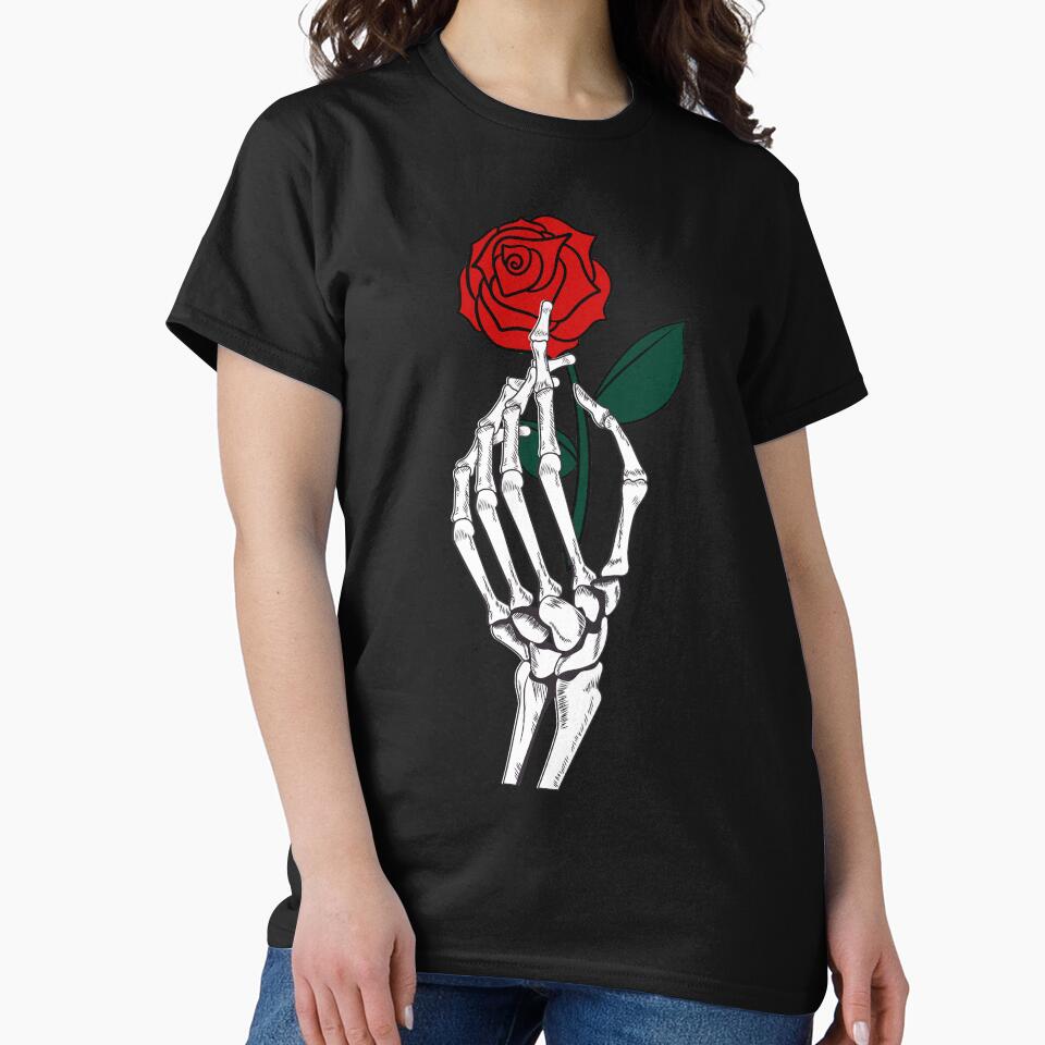 Skeleton Hand with a Single Red Rose by suewen T-Shirts, Hoodie, Sweatshirt | BlankRebels.com (Image 2)