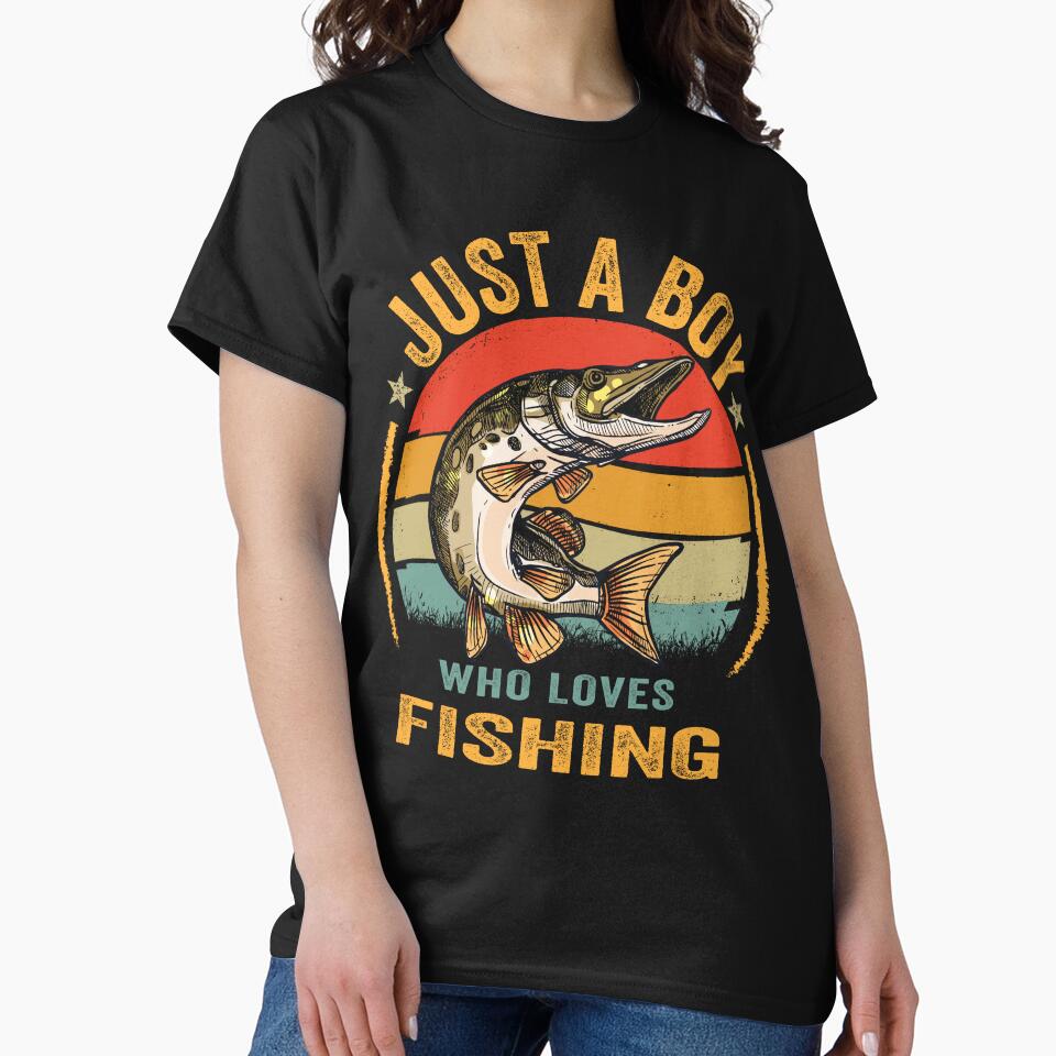 Just A Boy Who Loves Fishing Love Fishing Vintage Classic T-Shirt by Wonderdisi Hoodie, Sweatshirt (Image 2)