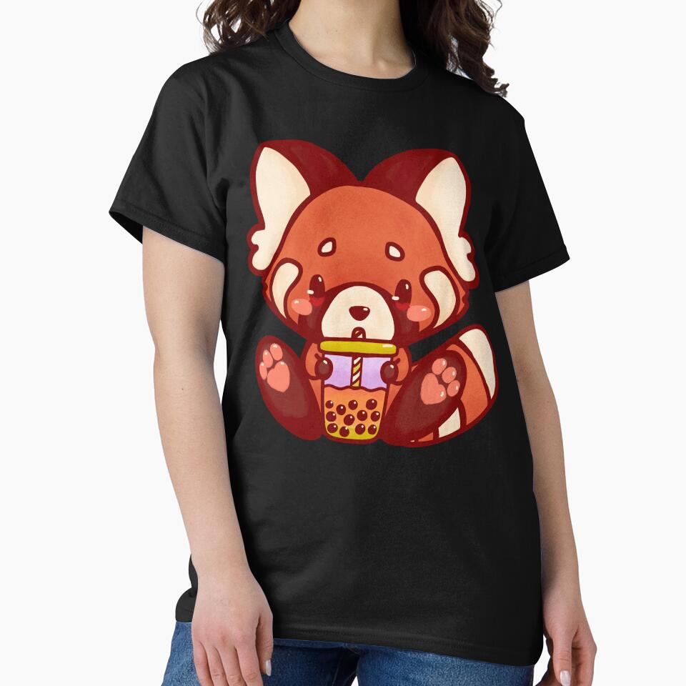 Red fox bubble tea kawaii cute adorable chibi hand painted by · GAMING SOUL · T-Shirts, Hoodie, Sweatshirt (Image 2)