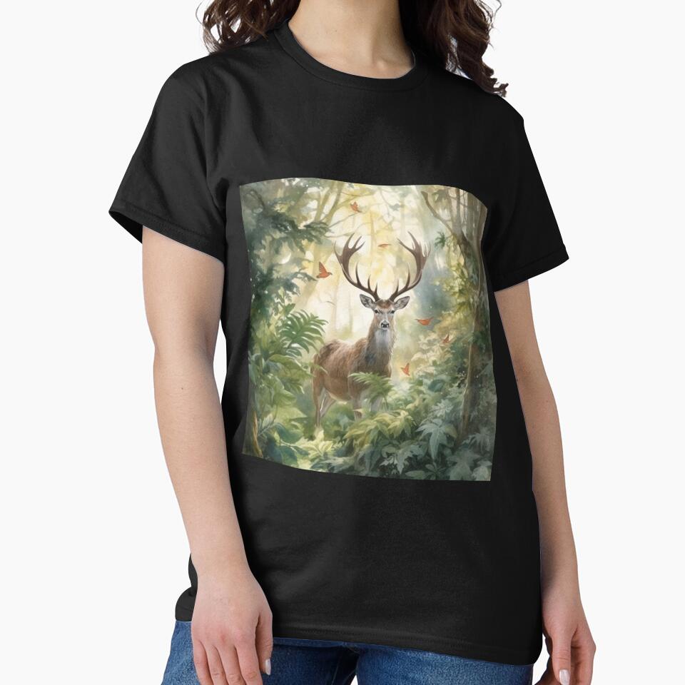 Majestic Serenity: Enchanting Deer Amidst Forest's Embrace by DreamyDesigns92 T-Shirts, Hoodie, Sweatshirt (Image 2)