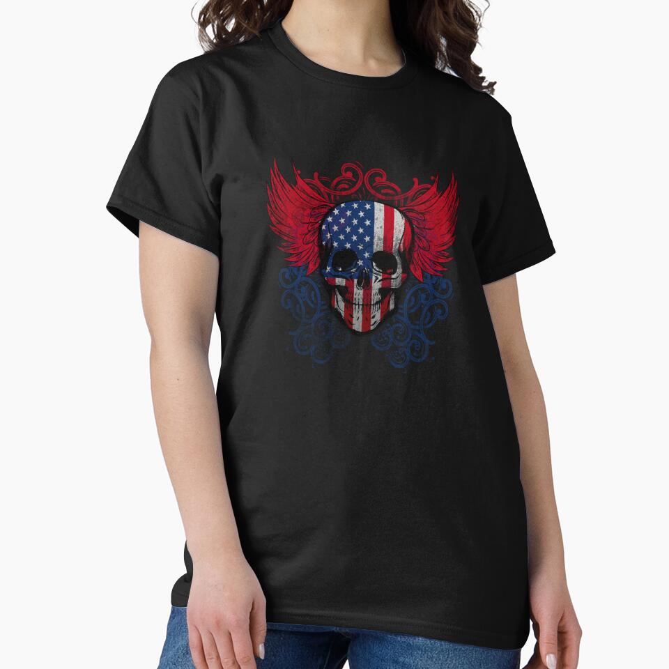 American Skull With Flag Colours by John MacPherson Allan T-Shirts, Hoodie, Sweatshirt | BlankRebels.com (Image 2)