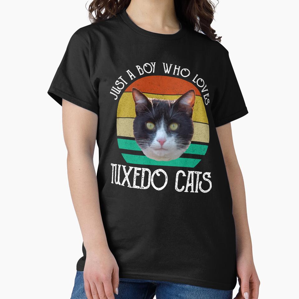 Just A Boy Who Loves Tuxedo Cats by Cat Lady Designs T-Shirts, Hoodie, Sweatshirt | BlankRebels.com (Image 2)
