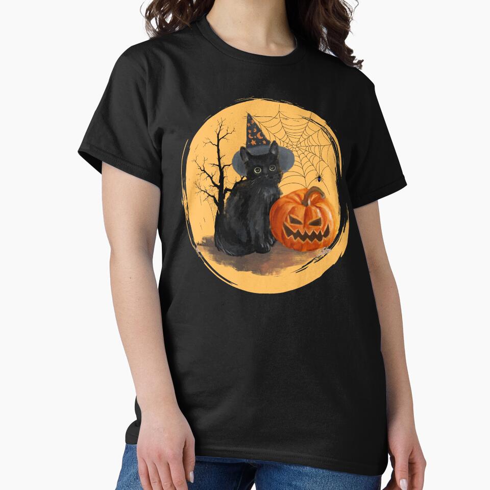 Halloween Black Cat with Pumpkin by SassieGabbie T-Shirts, Hoodie, Sweatshirt | BlankRebels.com (Image 2)