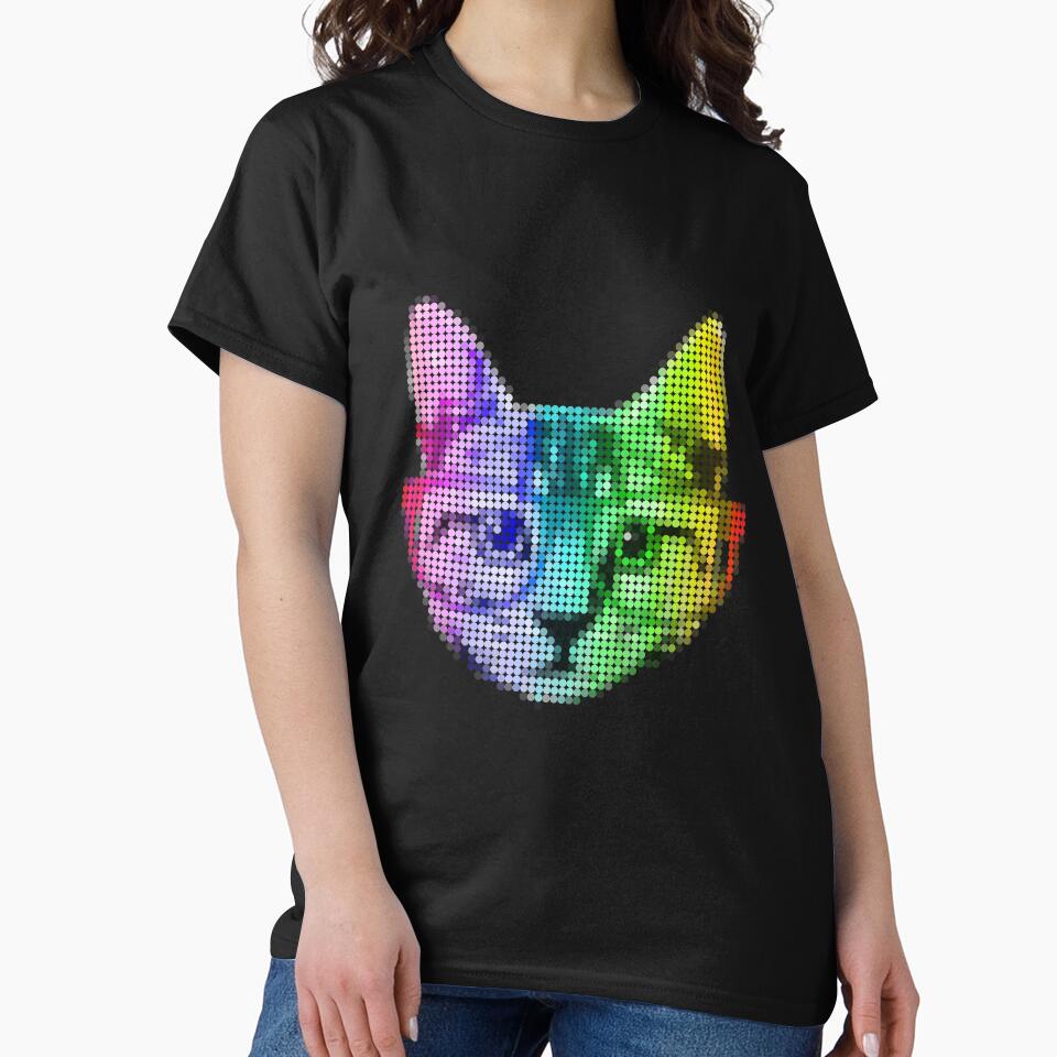 Rainbow Pop Art Cat with Glasses by ROBOTFACE T-Shirts Hoodie, Sweatshirt | BlankRebels.com (Image 2)