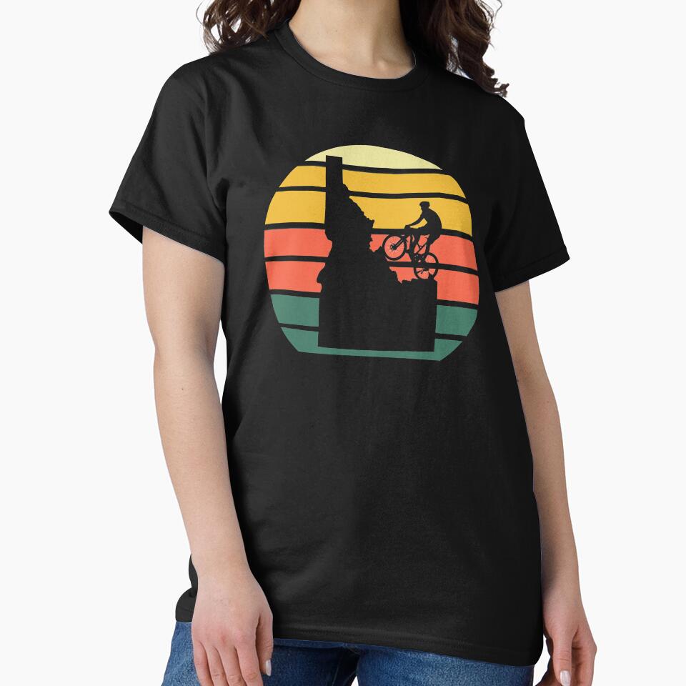 Vintage Sunset Retro Wilderness Map Idaho Mountain Biking by AlaskaCC T-Shirts, Hoodie, Sweatshirt (Image 2)