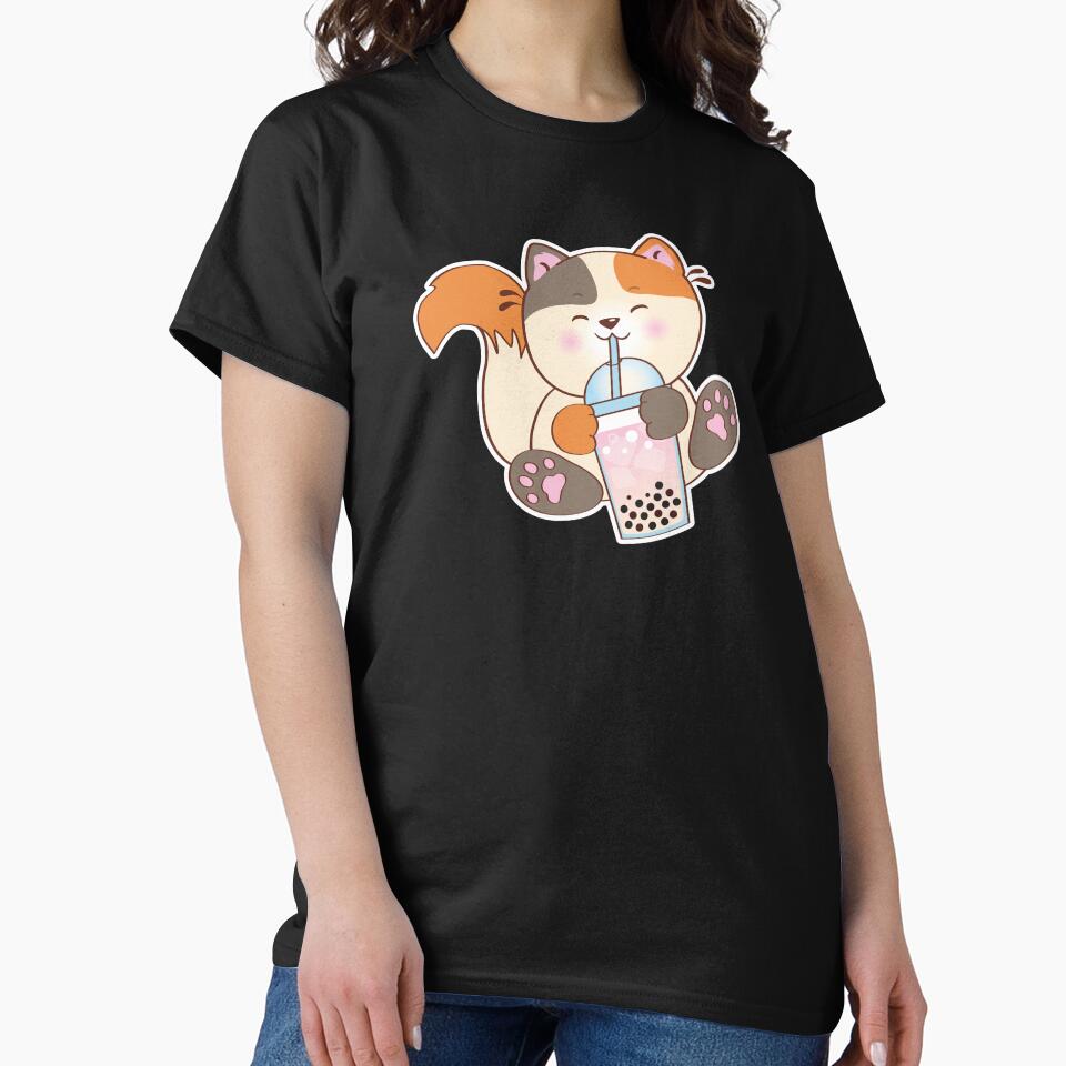 Cute Kawaii Bubble Tea Calico Cat by Christine  Briggs T-Shirts, Hoodie, Sweatshirt | BlankRebels.com (Image 2)