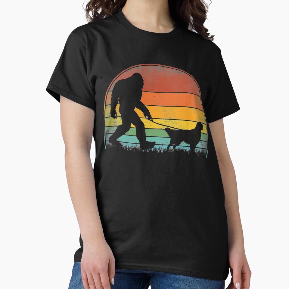 Bigfoot Walking Golden Retriever Sasquatch Dog Lover by NiceStore095 T-Shirts, Hoodie, Sweatshirt | BlankRebels.com (Image 2)