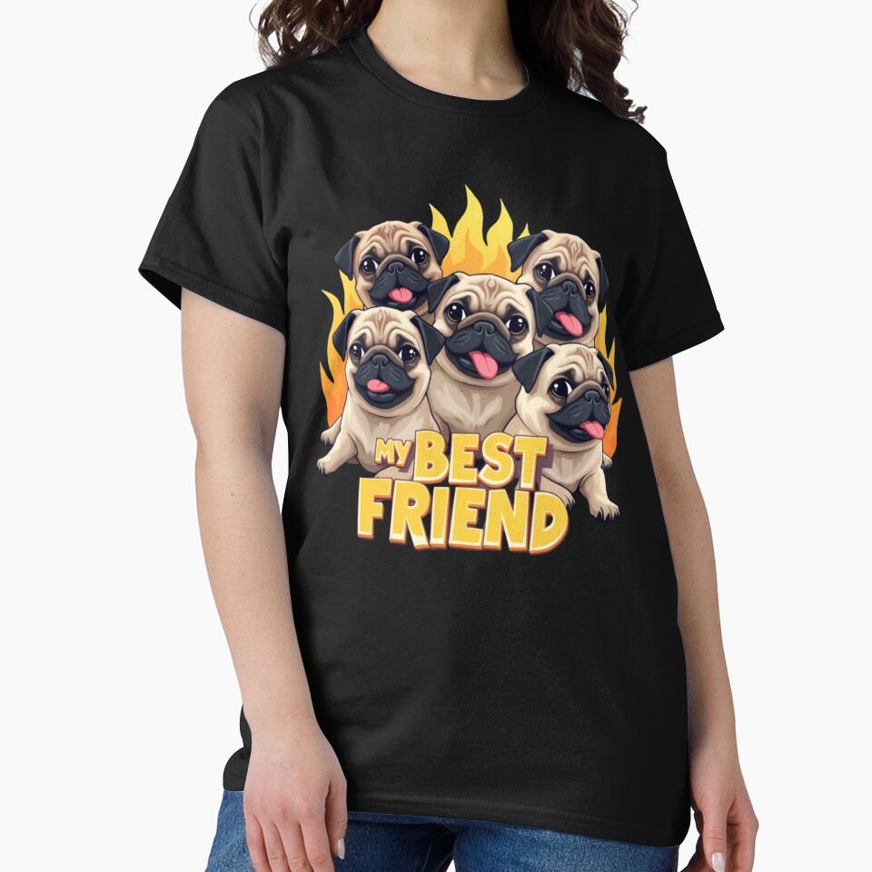 Pug My Best Friend – Happy Wrinkled Face Dog Art by PriyaMagic T-Shirts, Hoodie, Sweatshirt | BlankRebels.com (Image 2)