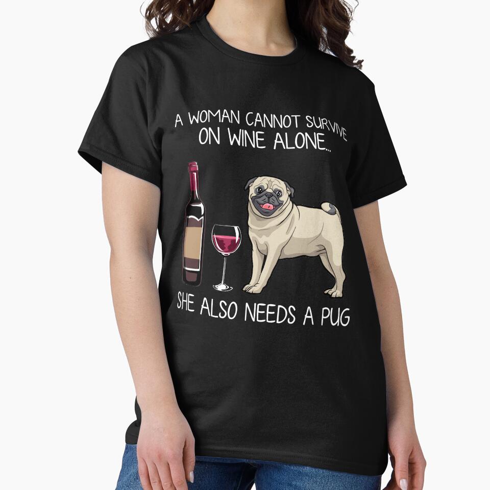 Pug and wine funny by TeeDoozy T-Shirts, Hoodie, Sweatshirt | BlankRebels.com (Image 2)