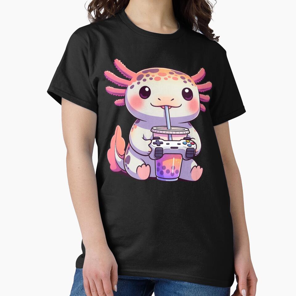 Kawaii Axolotl Gaming Art – Cute Gamer Girl by GrumpySableye T-Shirts, Hoodie, Sweatshirt | BlankRebels.com (Image 2)