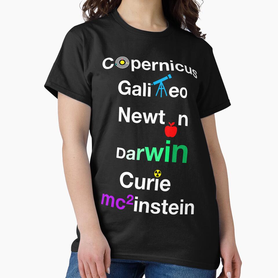 Nerdy Minimalist Iconic Greatest Scientists Names Copernicus, Galileo, Newton, Darwin, Curie, Einstein Science... (Image 2)