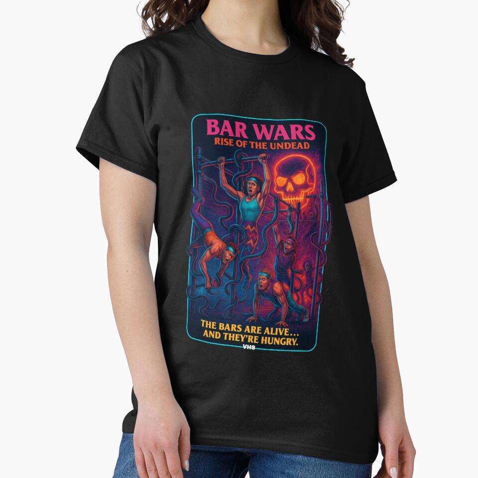 Bar Wars: Rise of the Undead – Retro 80s Horror Street Workout VHS Style T-Shirt by Neon Nightmare Hoodie,... (Image 2)