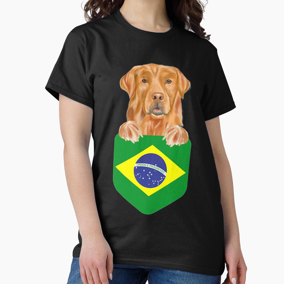 Brazil Flag Golden Retriever Dog In Pocket by NiceStore095 T-Shirts, Hoodie, Sweatshirt | BlankRebels.com (Image 2)