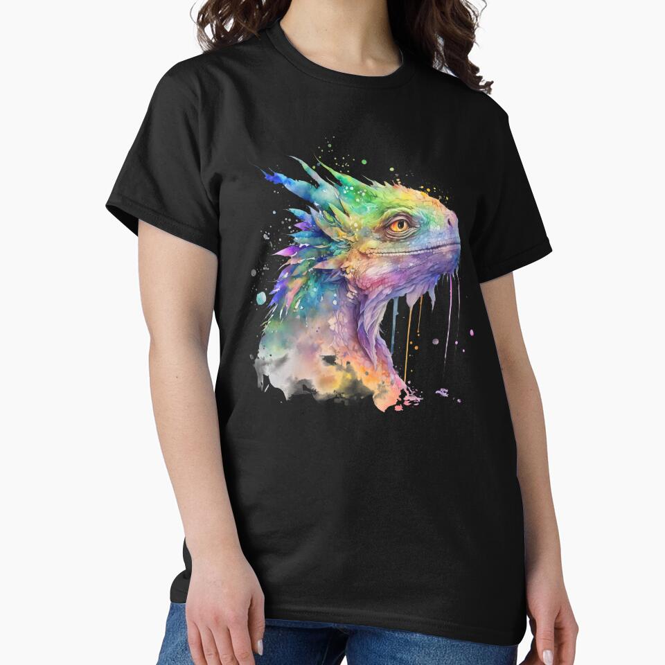 Watercolor Rainbow Dragon, Rainbow Dragon Portrait by MoonFoxDesign T-Shirts, Hoodie, Sweatshirt | BlankRebels.com (Image 2)
