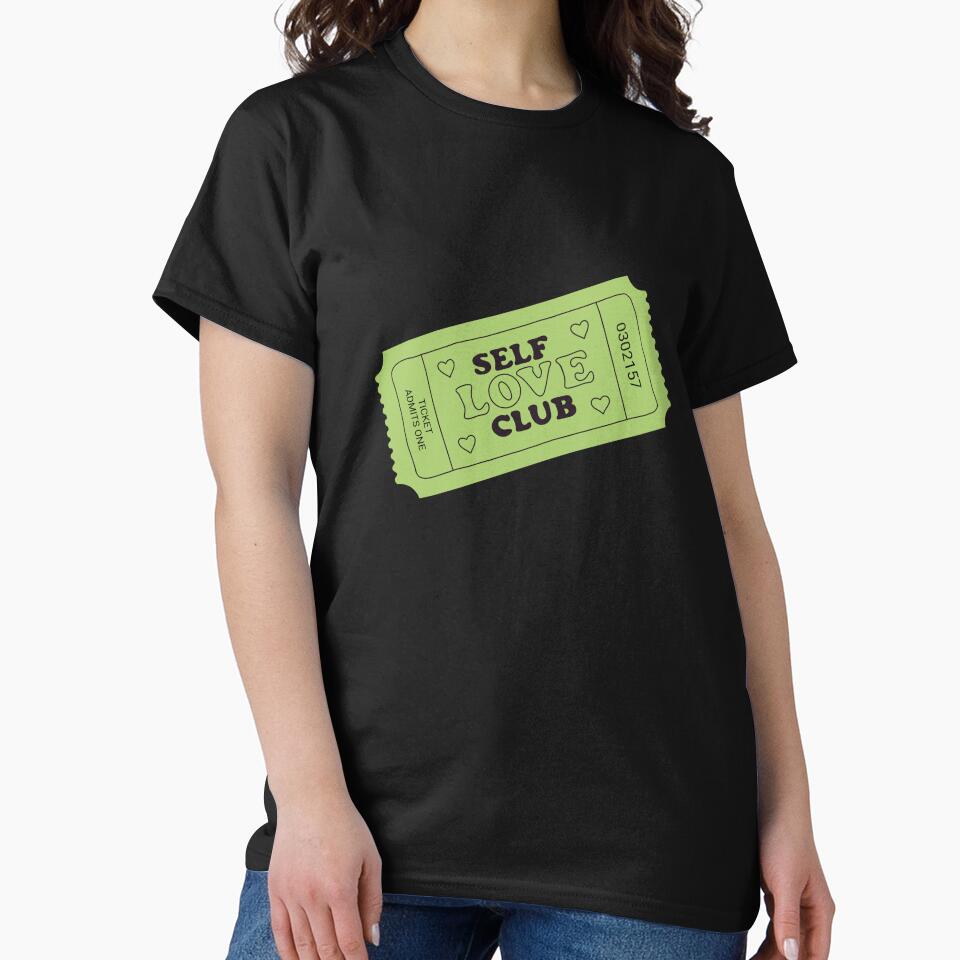 Green Self Love Club Ticket  | Minimalistic Tattoo Design Style, Line Art Illustration by MarinasDesign... (Image 2)