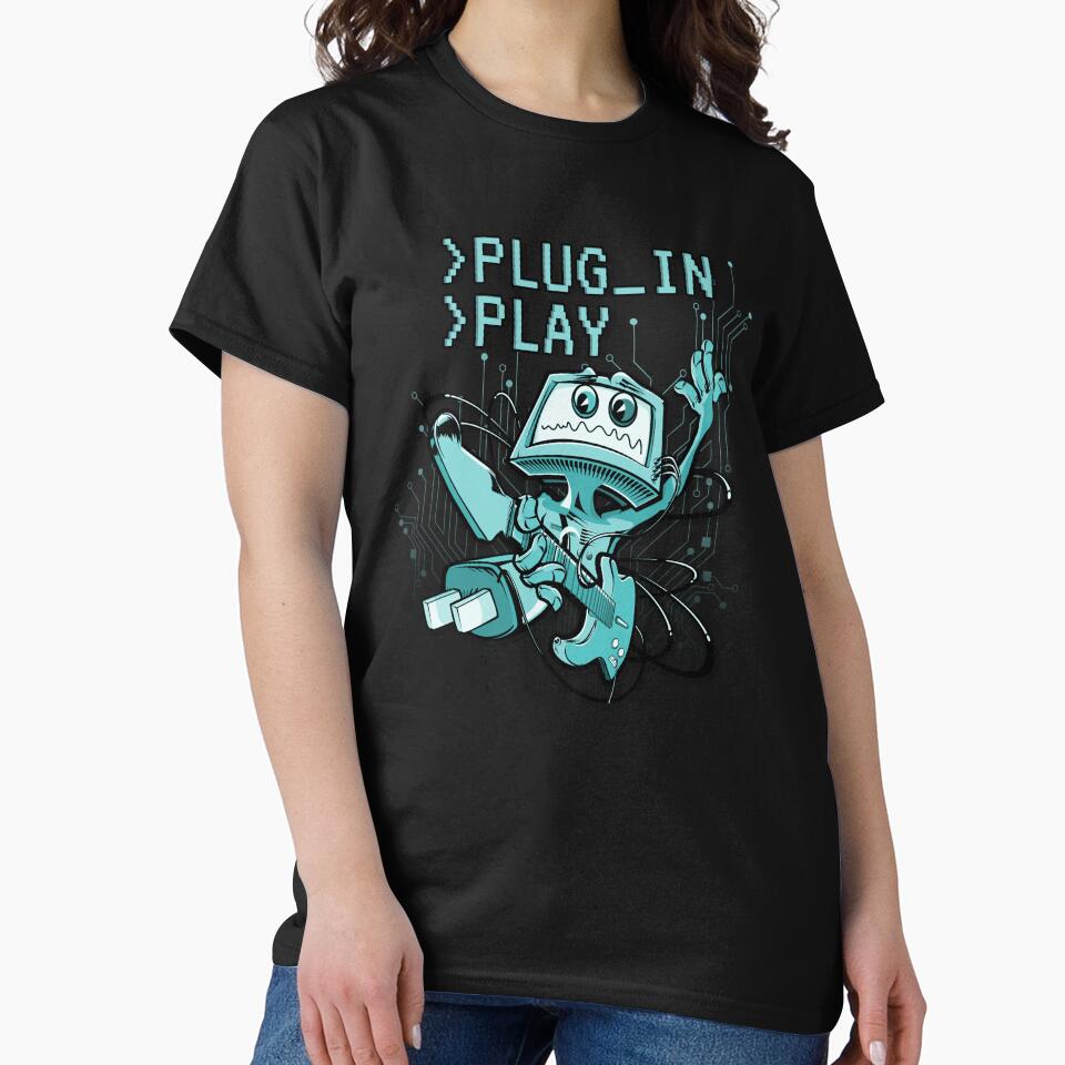 >Plug_In >Play Rockin' Music Geek Cartoon (BLUE) by CRHPOD20 T-Shirts, Hoodie, Sweatshirt | BlankRebels.com (Image 2)