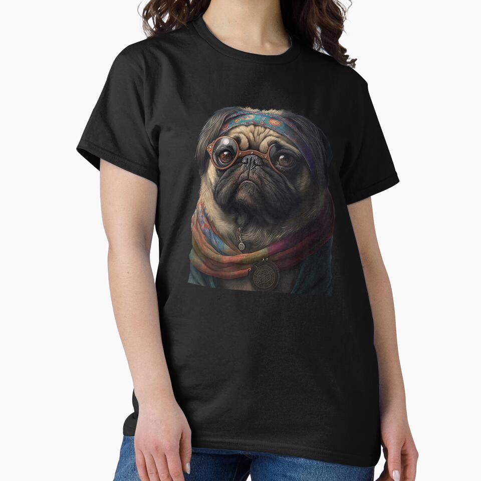 Pug hippy by AnimalArtPhotos T-Shirts, Hoodie, Sweatshirt | BlankRebels.com (Image 2)