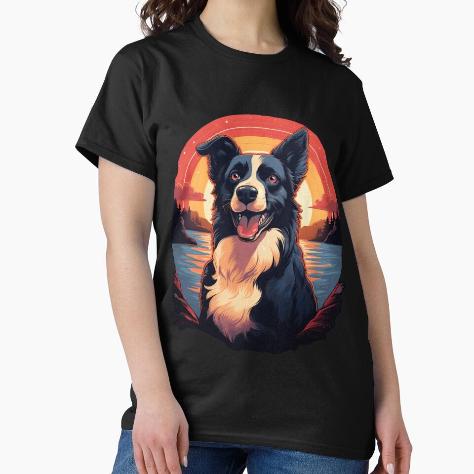 Cute Border Collie Vintage Sunrise by Metin Ozer T-Shirts, Hoodie, Sweatshirt | BlankRebels.com (Image 2)