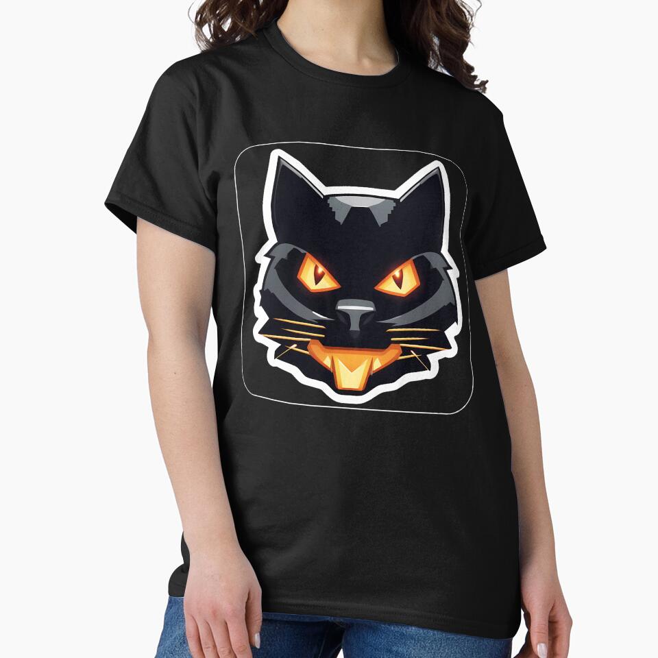 Pixelated Black Cat: Blocky Sticker Print by cabana.space T-Shirts, Hoodie, Sweatshirt | BlankRebels.com (Image 2)