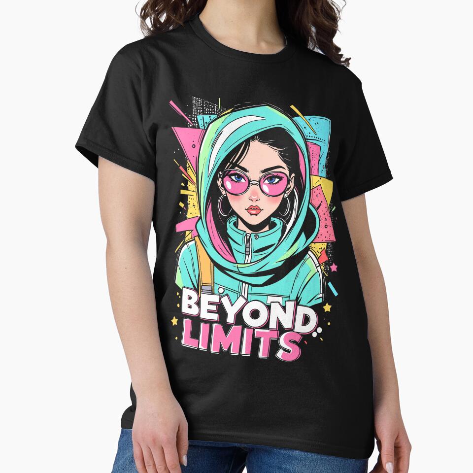 Beyond Limits – Bold Empowerment Art of Girl in Hoodie | Neon Pop Aesthetic | Motivational Quote Design for... (Image 2)