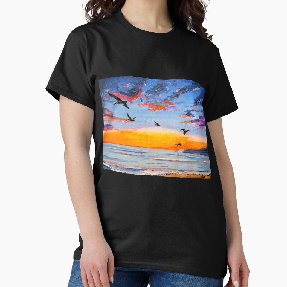 Pelican Sunset by PaintedbyCarol T-Shirts, Hoodie, Sweatshirt | BlankRebels.com (Image 2)