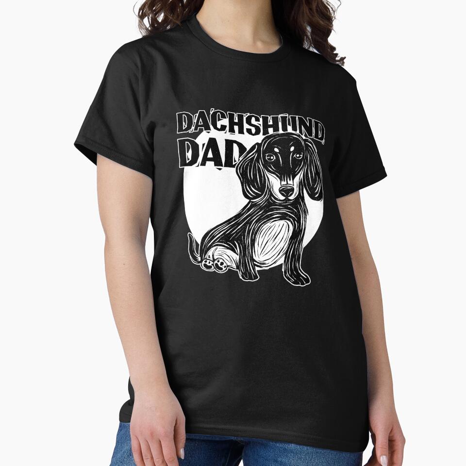Linocut Dachshund Dad by nvdesign T-Shirts, Hoodie, Sweatshirt | BlankRebels.com (Image 2)