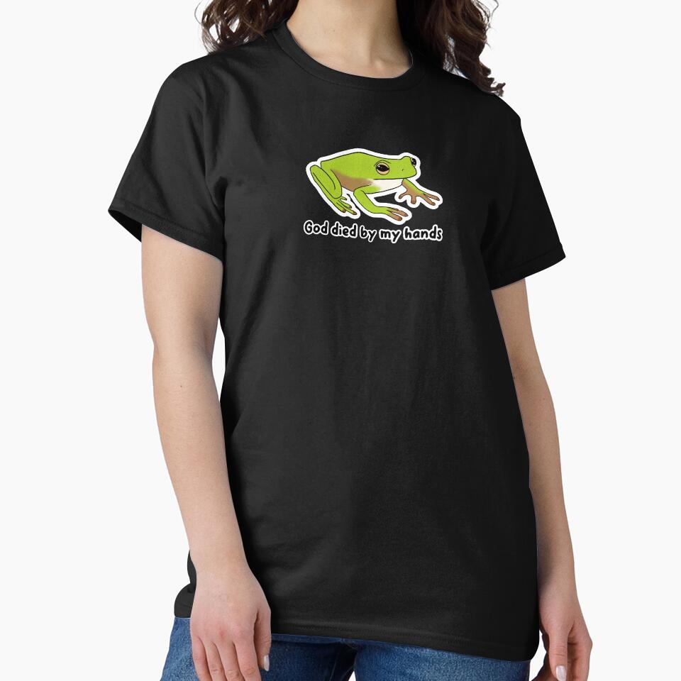 God died by my hands | frog meme | silly frog by DarbyHunterArt T-Shirts, Hoodie, Sweatshirt | BlankRebels.com (Image 2)