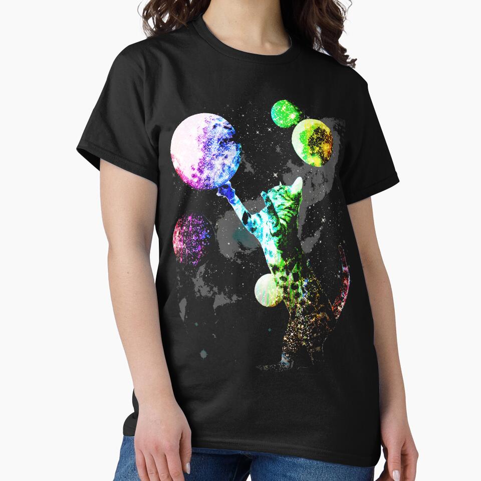 Space Cat with Planets by ROBOTFACE T-Shirts Hoodie, Sweatshirt | BlankRebels.com (Image 2)