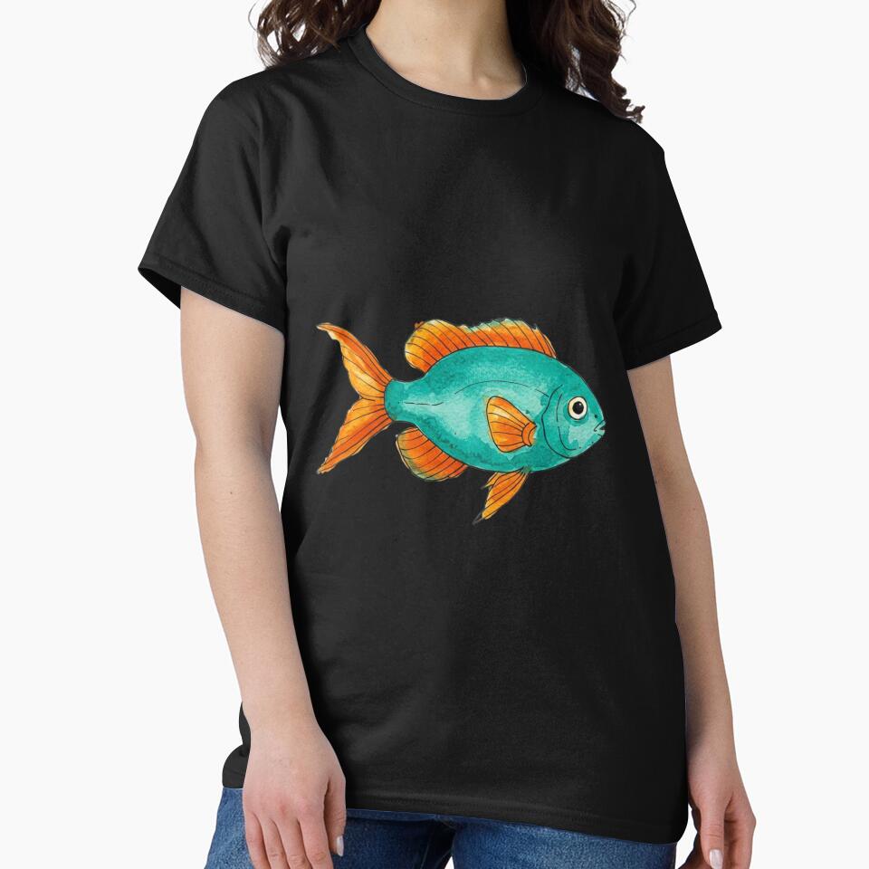 Colorful Minimalist Cute Fish Design – Vibrant and Playful Fish T-shirt Hoodie by cwaishop Sweatshirt (Image 2)