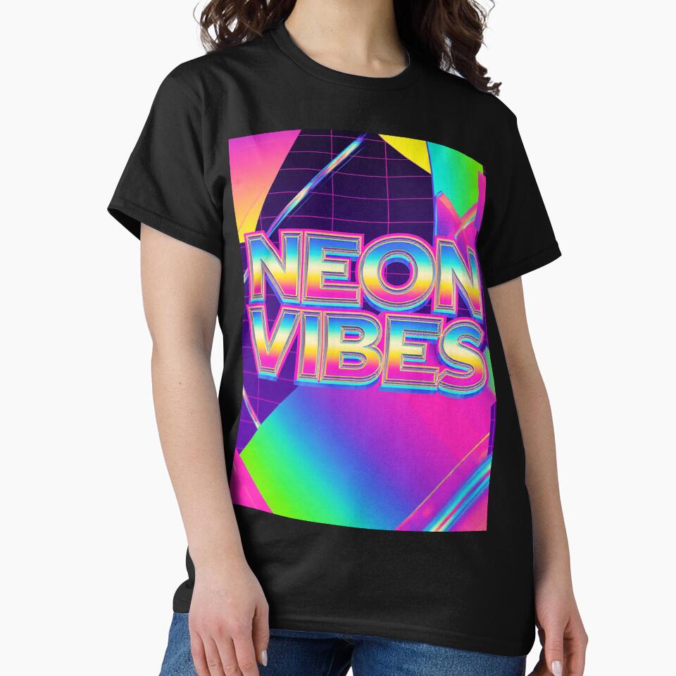 Retro 90's 80's Neon Vibes Aesthetic Synthwave Design by WHITE FLAME PRINTS T-Shirts, Hoodie, Sweatshirt (Image 2)