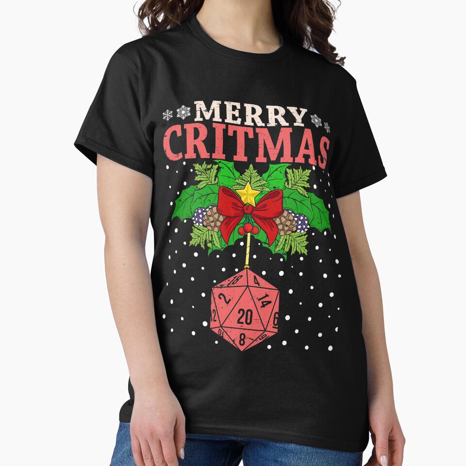 Merry Critmas 20 Sided Dice RPG Christmas Holiday Board Game by tronictees T-Shirts, Hoodie, Sweatshirt (Image 2)