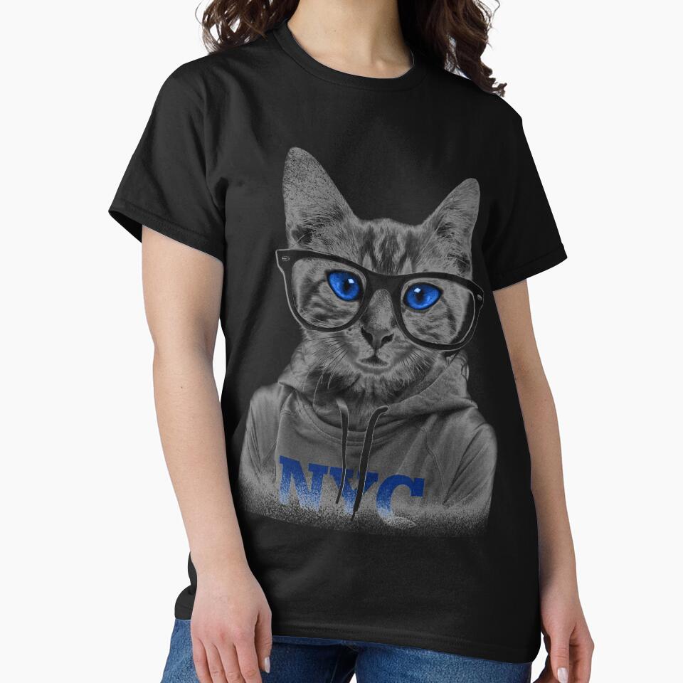 NYC Nerdy Funny Cat Shirt with Glasses T-shirt by MPO T-shirts Hoodie, Sweatshirt | BlankRebels.com (Image 2)