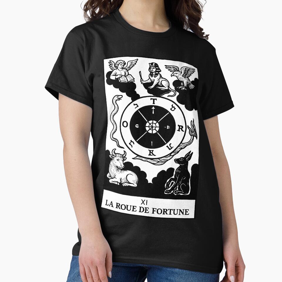 Wheel of Fortune Tarot Card Print – Ornamental Black and White Art by  Ojo de Lilith T-Shirts, Hoodie, Sweatshirt (Image 2)
