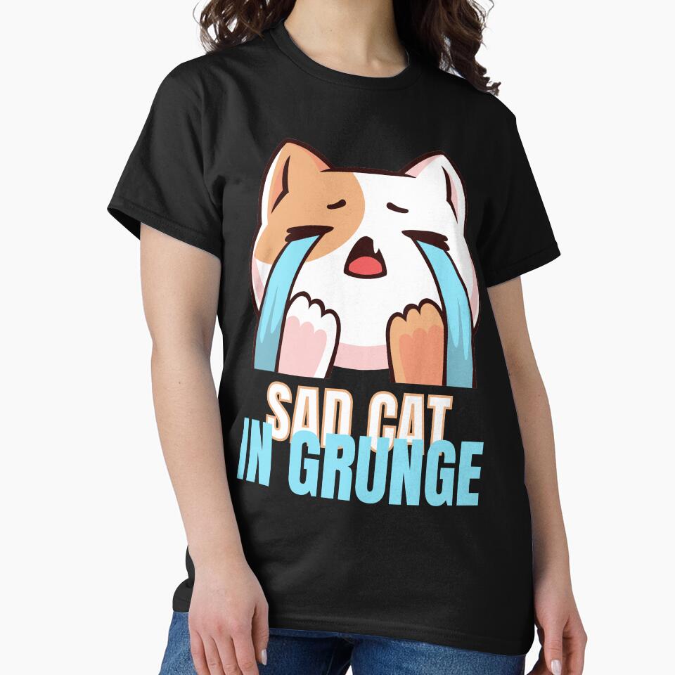 Sad Cat in Grunge by GeminiDaydreamer T-Shirts, Hoodie, Sweatshirt | BlankRebels.com (Image 2)