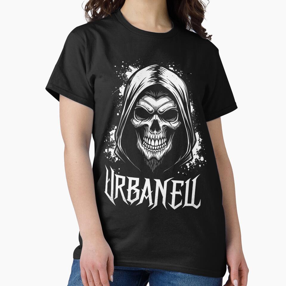 UrbanEil Grim Reaper Skull T-Shirt – Gothic Horror Streetwear Design by Urban-Ell Hoodie, Sweatshirt (Image 2)