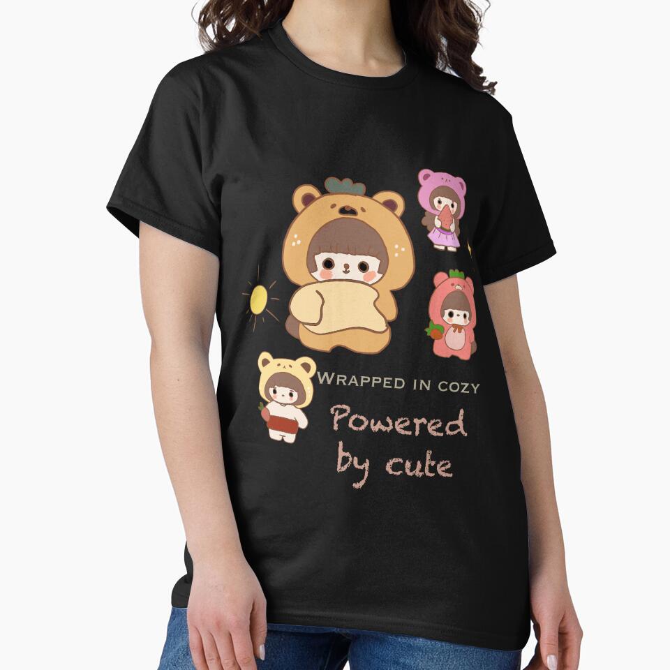 Wrapped in Cozy, Powered by Cute – Kawaii Bear & Strawberry Hoodie Characters by Yooashop T-Shirts, Sweatshirt (Image 2)