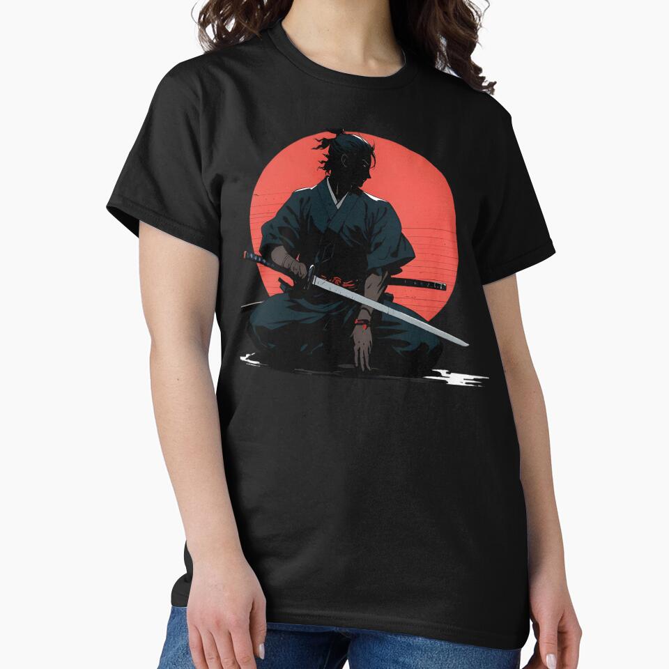 "MINIMALIST SAMURAI - Lone Ronin Black & Red T-Shirt & Hoodie (Image 2)