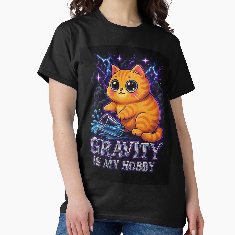 Kawaii Chaos Cat – Gravity Is My Hobby T-Shirts, Hoodie, Sweatshirt