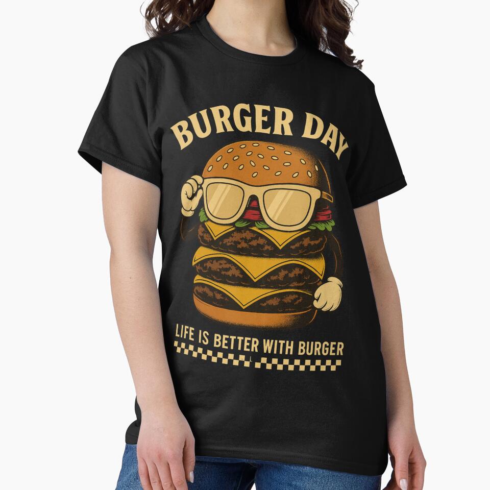 Burger Day – Retro Cheeseburger with Sunglasses | Vintage Fast Food Vibes by Still Hungry Shop T-Shirts,... (Image 2)