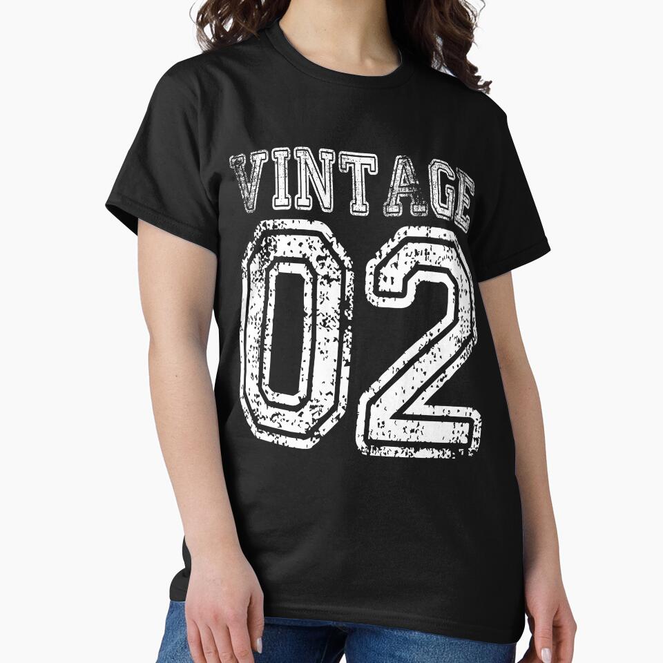 Vintage 02 2002 T-shirt Birthday Gift Age Year Old Boy Girl Cute Funny Man Woman Jersey Style by arcadetoystore... (Image 2)