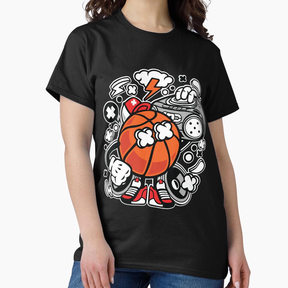 Basketball Boombox Beat Cartoon Character - Funny T-shirt for Basketball music lovers who live Basketball Sounds ! by Nickelparis