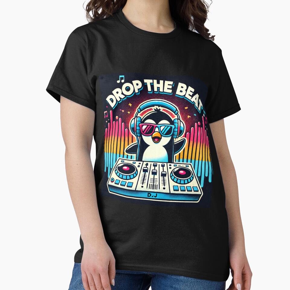 Funny Cute Animals Artwork: DJ Penguin. by Davideus T-Shirts, Hoodie, Sweatshirt | BlankRebels.com (Image 2)