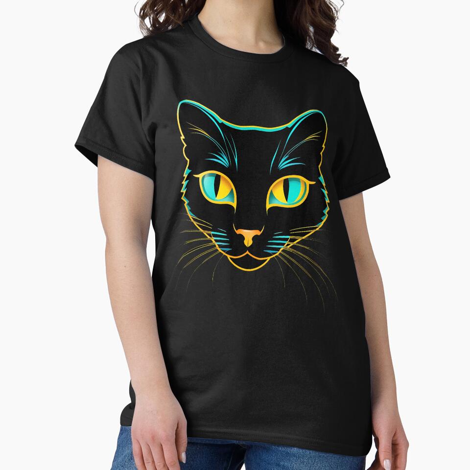 Vintage Black Cat with Bright Eyes by cabana.space T-Shirts, Hoodie, Sweatshirt | BlankRebels.com (Image 2)