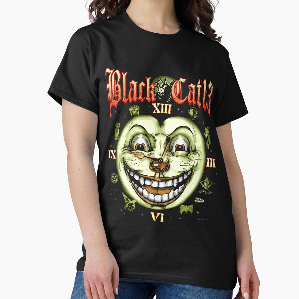 Black Cat 13 Halloween Clock by monstermangraphic T-Shirts, Hoodie, Sweatshirt | BlankRebels.com (Image 2)