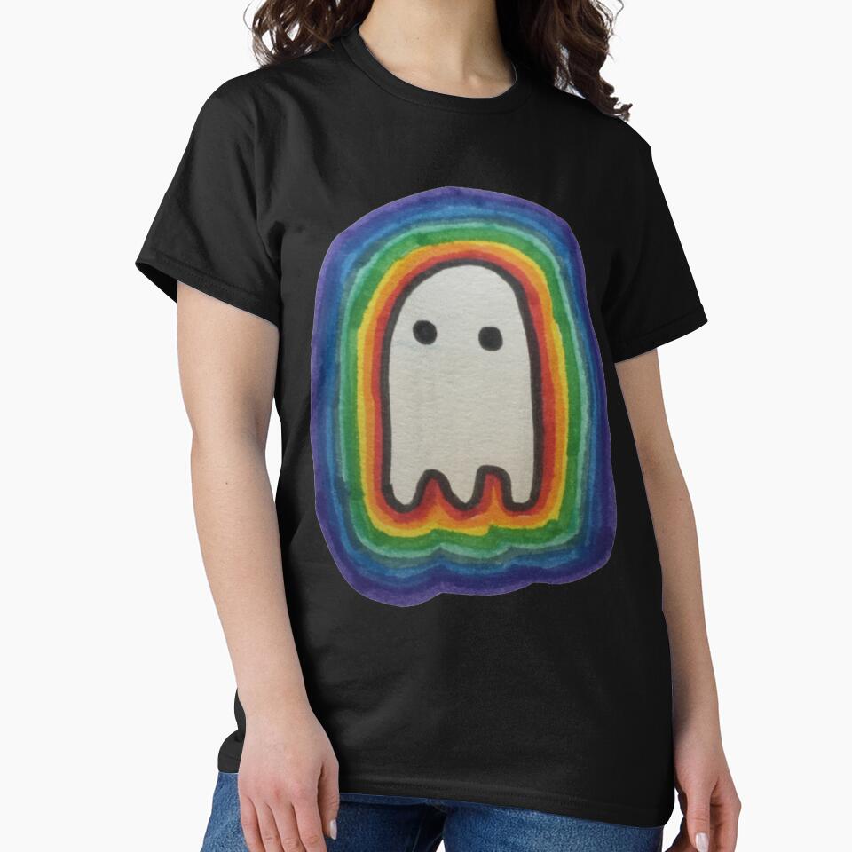 Cute Rainbow Geeky Ghost |  GEEKS IN OTHER WORLDS by Le Plus Three T-Shirts, Hoodie, Sweatshirt | BlankRebels.com (Image 2)