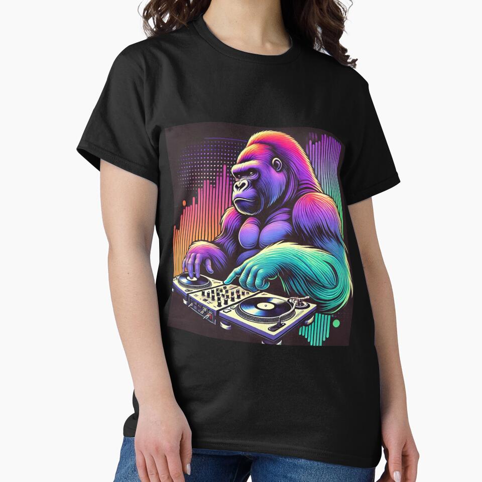 Gradient Grooves Gorilla DJ by LizzyLooDoo Designs T-Shirts, Hoodie, Sweatshirt | BlankRebels.com (Image 2)