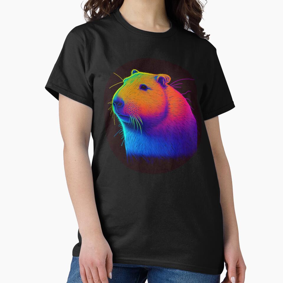 Colorful Neon Rave Capybara by CapybaraCentral T-Shirts, Hoodie, Sweatshirt | BlankRebels.com (Image 2)
